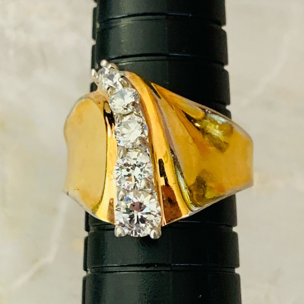 Vintage 1980’s Art Deco CZ Cocktail Ring